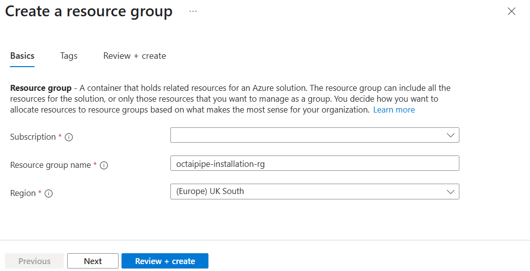 Resource Group Setup